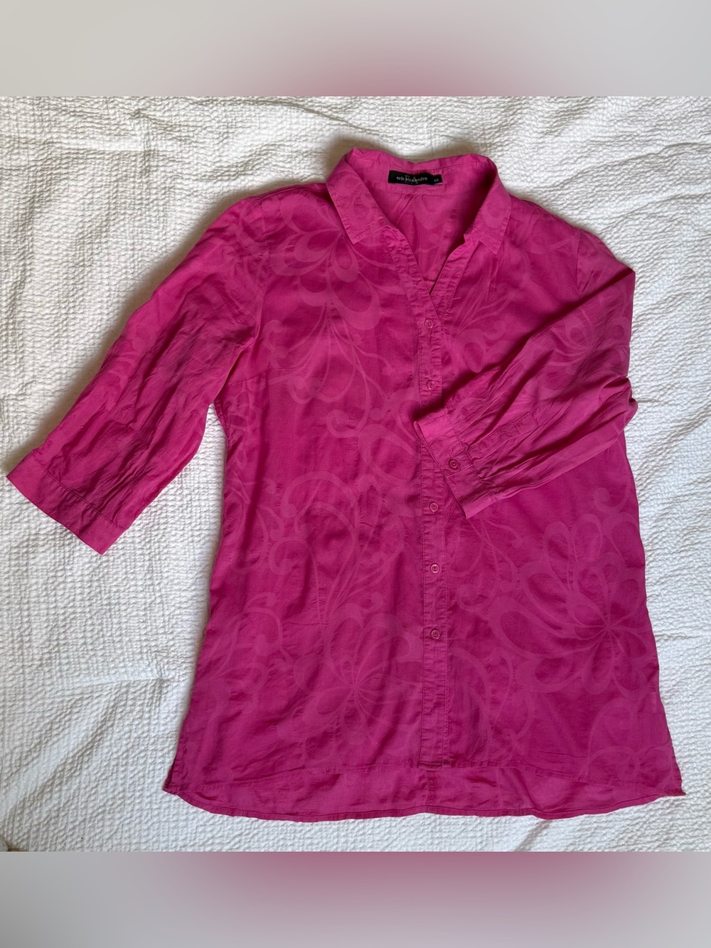 Bright Fuchsia Button-Front Tunic Top